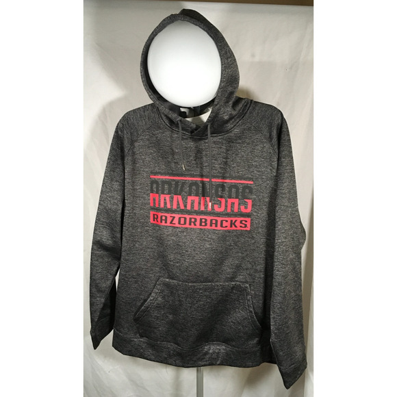Colosseum Arkansas Razorbacks Hoodie 2XL Heathered Charcoal Pullover Sweatshirt - Picture 2 of 9
